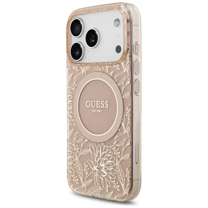 Guess IML Flowers Electro Pearl Strap MagSafe Case