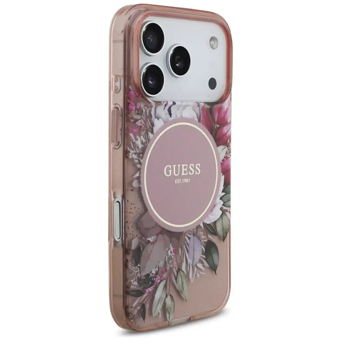 Guess IML Flowers Pearl Strap MagSafe Case за iPhone 17 Pro