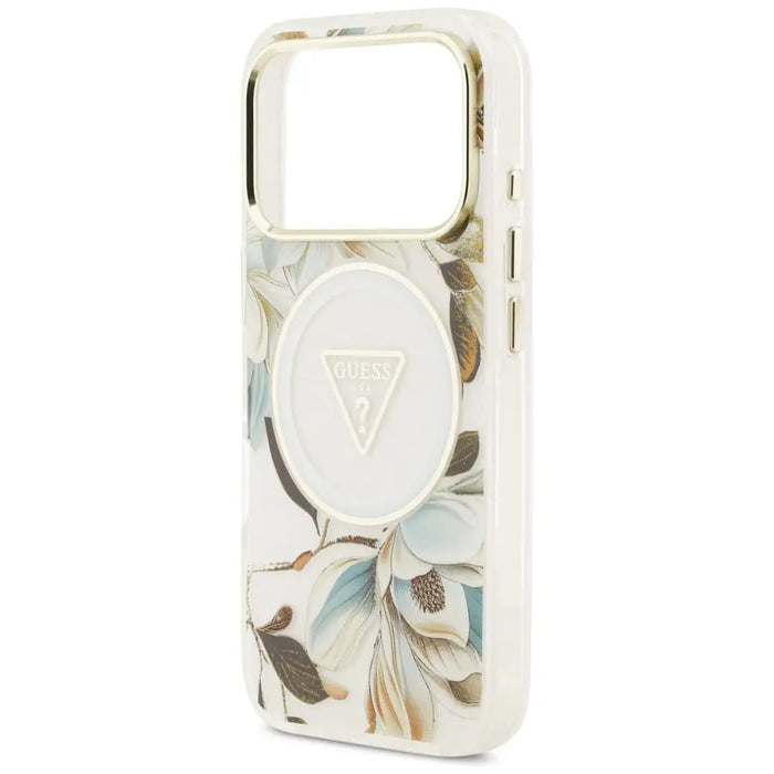 Guess IML Glitter Flowers Triangle MagSafe Case за iPhone