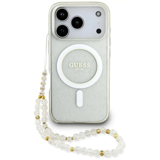 Guess IML Glitter Pearl Strap MagSafe Case за iPhone 17 Pro