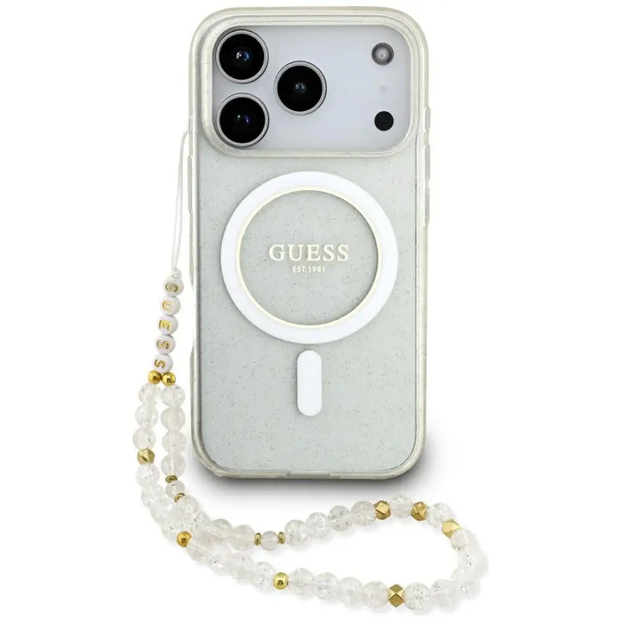 Guess IML Glitter Pearl Strap MagSafe Case за iPhone 17 Pro