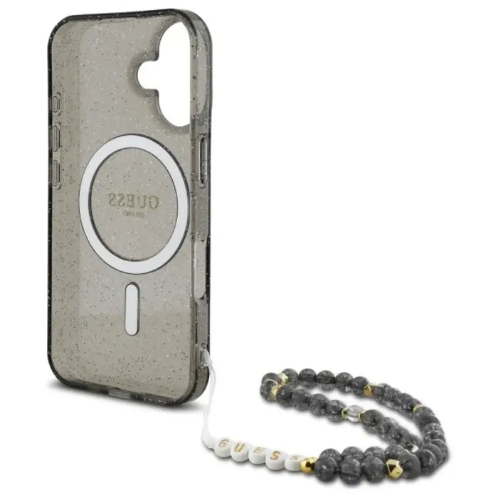 Guess IML Glitter With Pearl Strap MagSafe калъф за iPhone