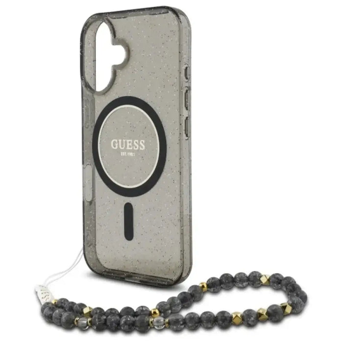 Guess IML Glitter With Pearl Strap MagSafe калъф за iPhone