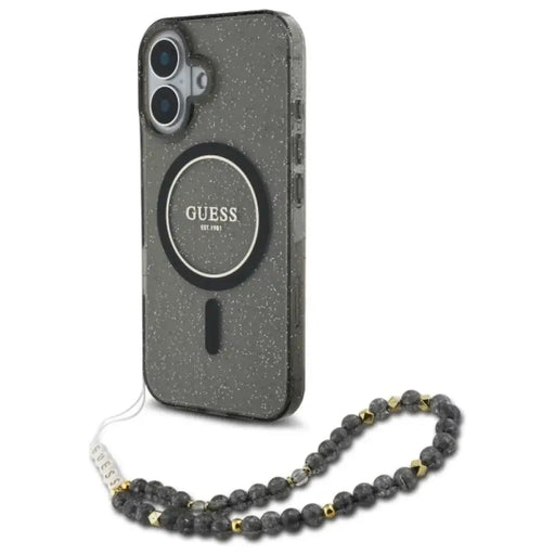 Guess IML Glitter With Pearl Strap MagSafe калъф за iPhone