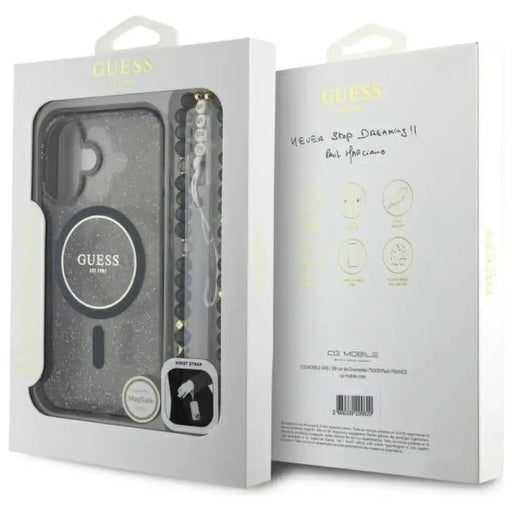 Guess IML Glitter With Pearl Strap MagSafe калъф за iPhone