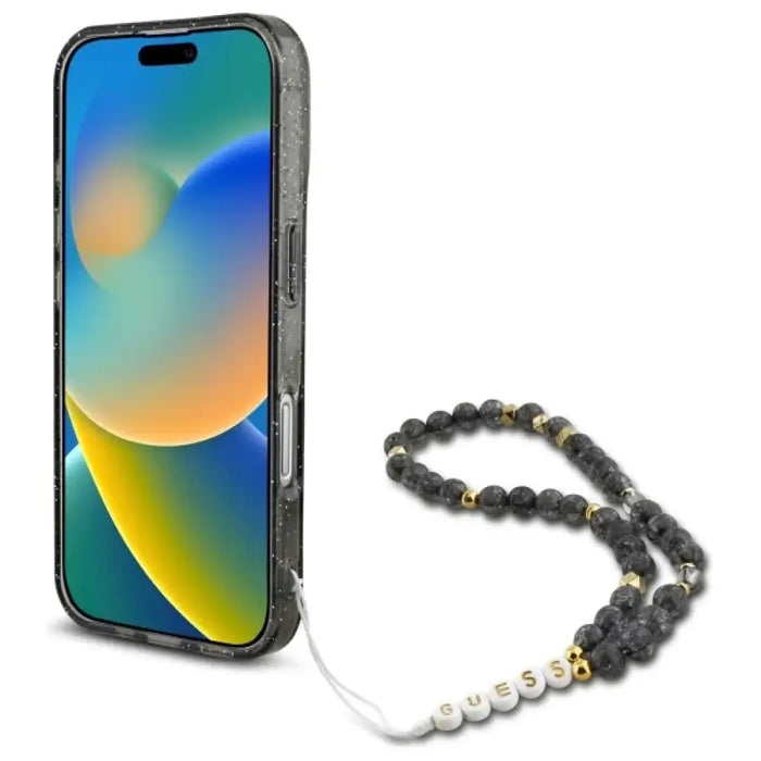 Guess IML Glitter With Pearl Strap MagSafe калъф за iPhone