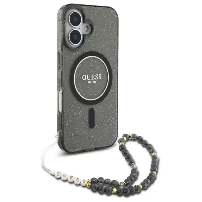 Guess IML Glitter With Pearl Strap MagSafe калъф за iPhone