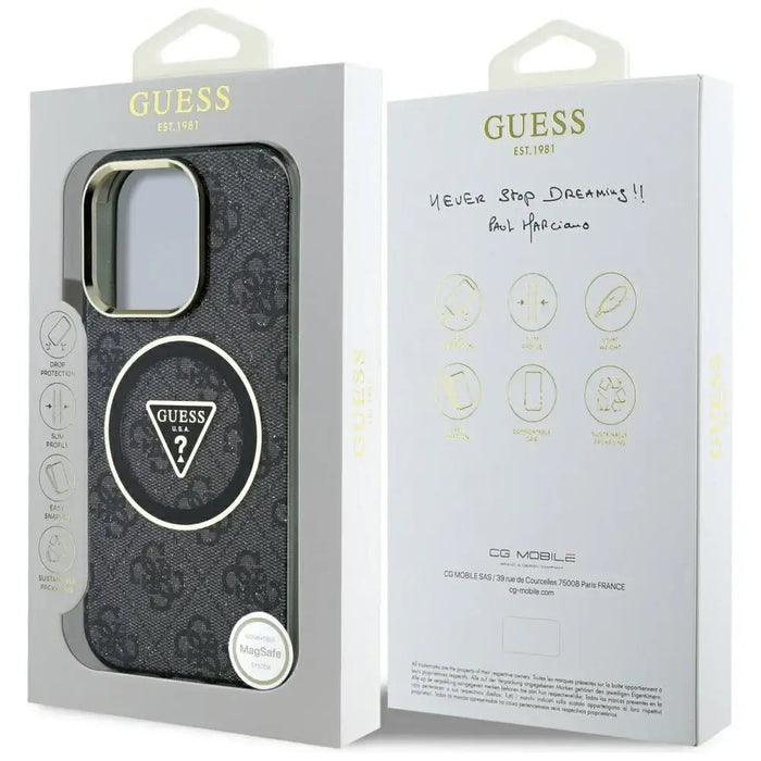 Guess IML Metal Glitter 4G Circle Triangle MagSafe Case