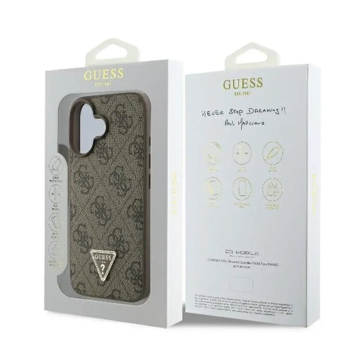 Guess Кожен калъф 4G Triangle Strass MagSafe iPhone 16