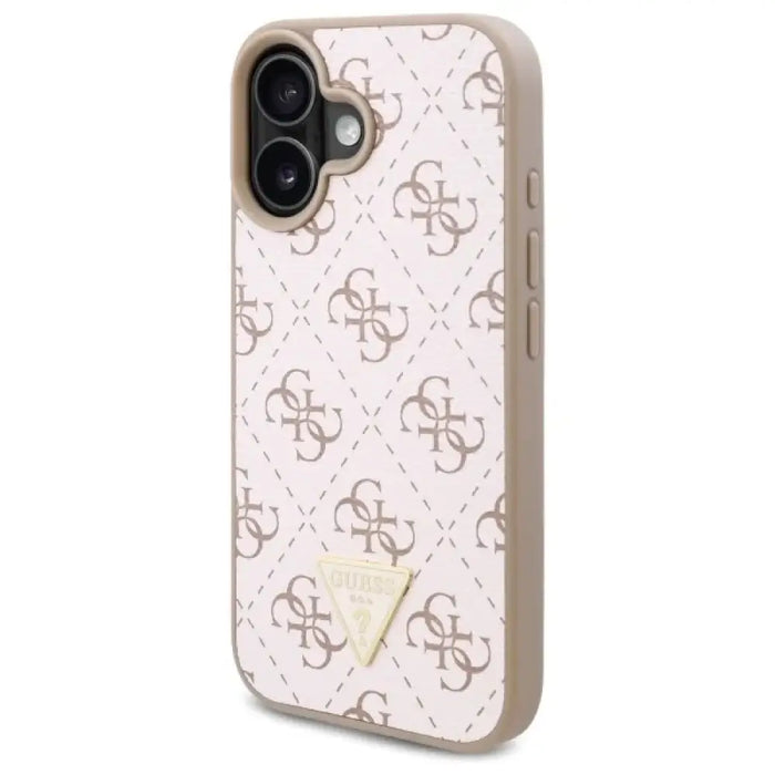 Guess Нов 4G триъгълен калъф за iPhone 16 - бял