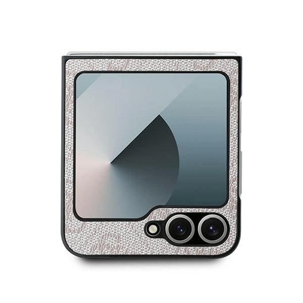 Кожен 4G метален калъф с лого Guess за Samsung Galaxy Z Flip 6 - розов