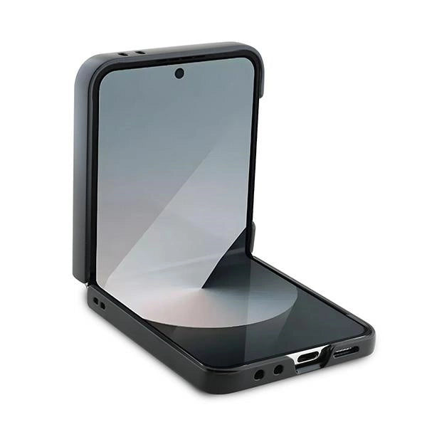 Кожен 4G метален калъф с лого Guess за Samsung Galaxy Z Flip 6 - розов