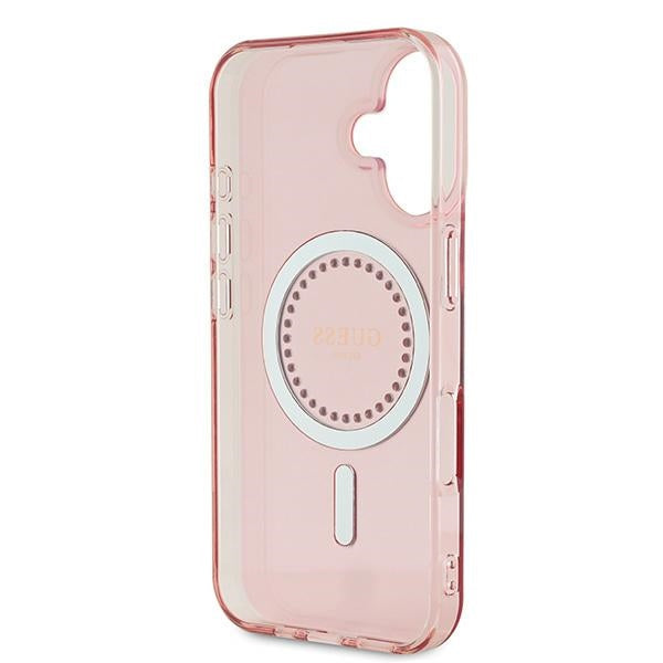 Калъф Guess IML Rhinestones MagSafe за iPhone 16 Plus - розов