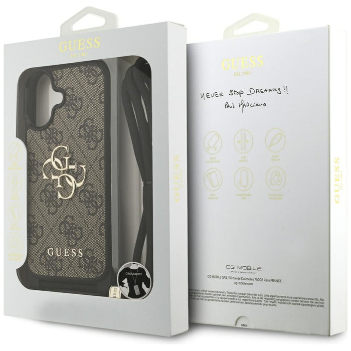 Калъф Guess 4G Big Logo Cord Stap Crossbody за iPhone 17 - кафяв