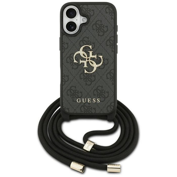 Калъф Guess 4G Big Logo с кабелна връзка за iPhone 17 - черен