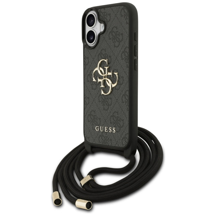 Калъф Guess 4G Big Logo с кабелна връзка за iPhone 17 - черен