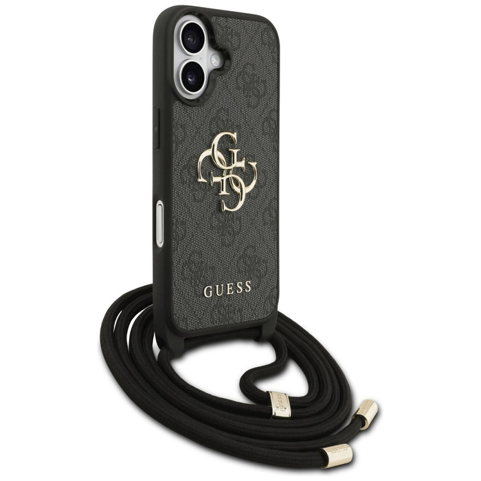 Калъф Guess 4G Big Logo с кабелна връзка за iPhone 17 - черен