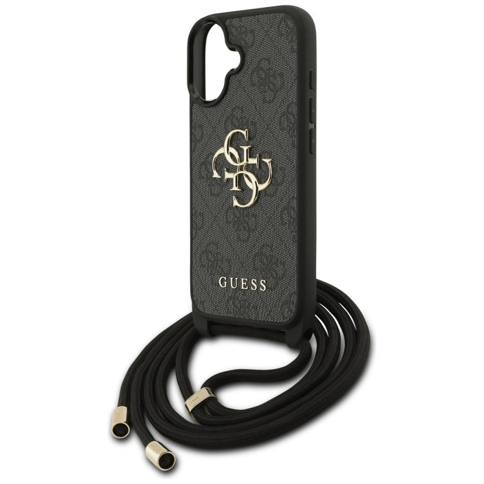 Калъф Guess 4G Big Logo с кабелна връзка за iPhone 17 - черен