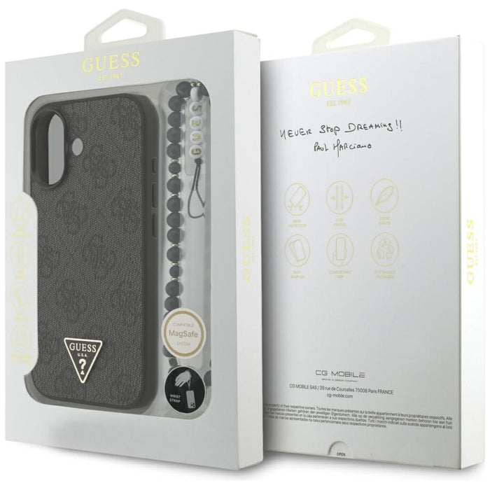 Калъф Guess 4G Strap Triangle Logo MagSafe за iPhone 17 - черен