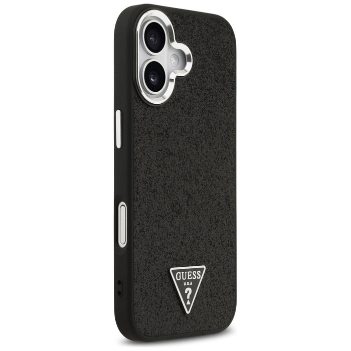 Guess Glitter Triangle Logo MagSafe Case за iPhone 17 - черен
