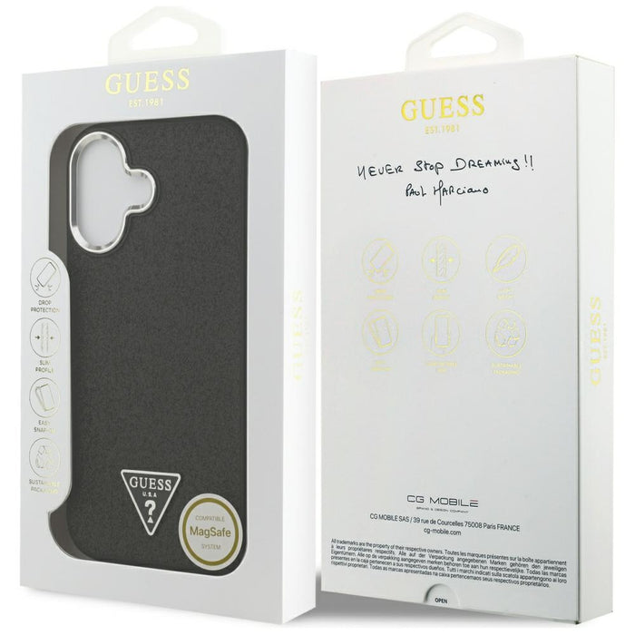 Guess Glitter Triangle Logo MagSafe Case за iPhone 17 - черен