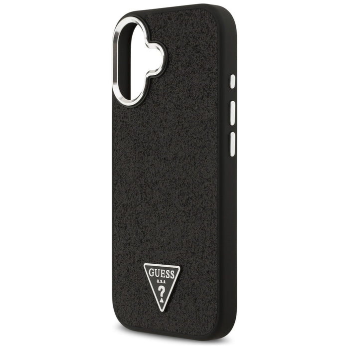 Guess Glitter Triangle Logo MagSafe Case за iPhone 17 - черен