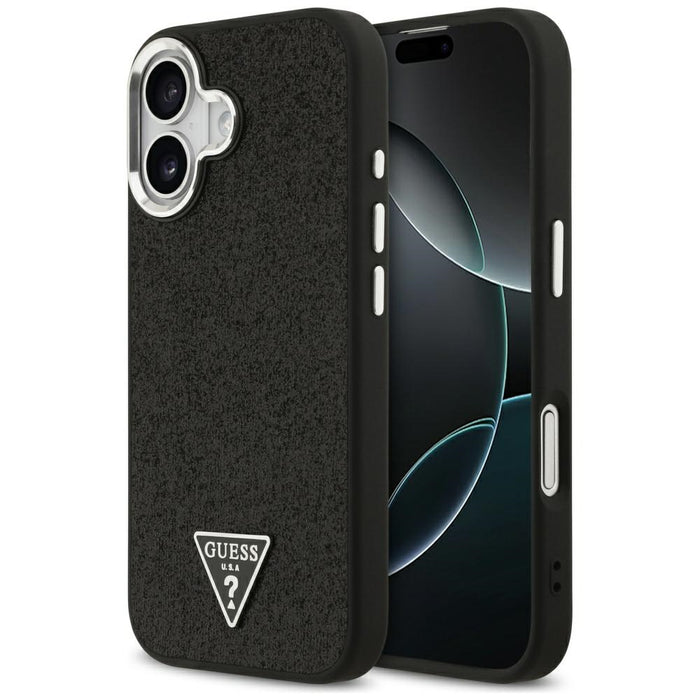 Guess Glitter Triangle Logo MagSafe Case за iPhone 17 - черен