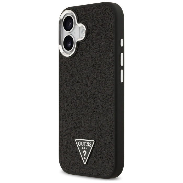 Guess Glitter Triangle Logo MagSafe Case за iPhone 17 - черен