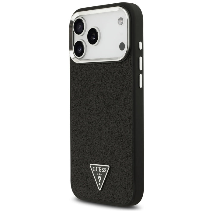 Guess Glitter Triangle Logo MagSafe Case за iPhone 17 Pro Max - черен