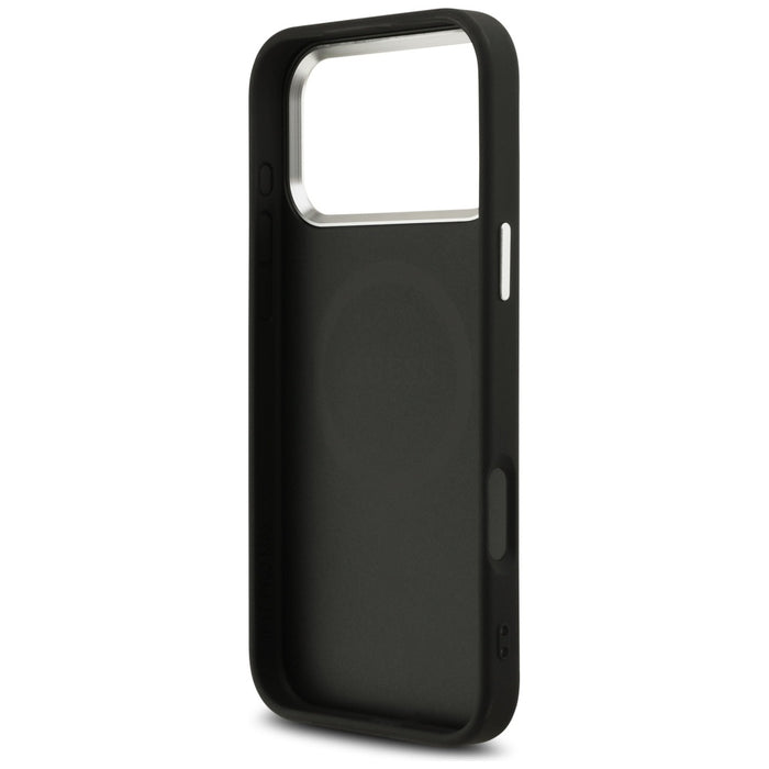 Guess Glitter Triangle Logo MagSafe Case за iPhone 17 Pro Max - черен