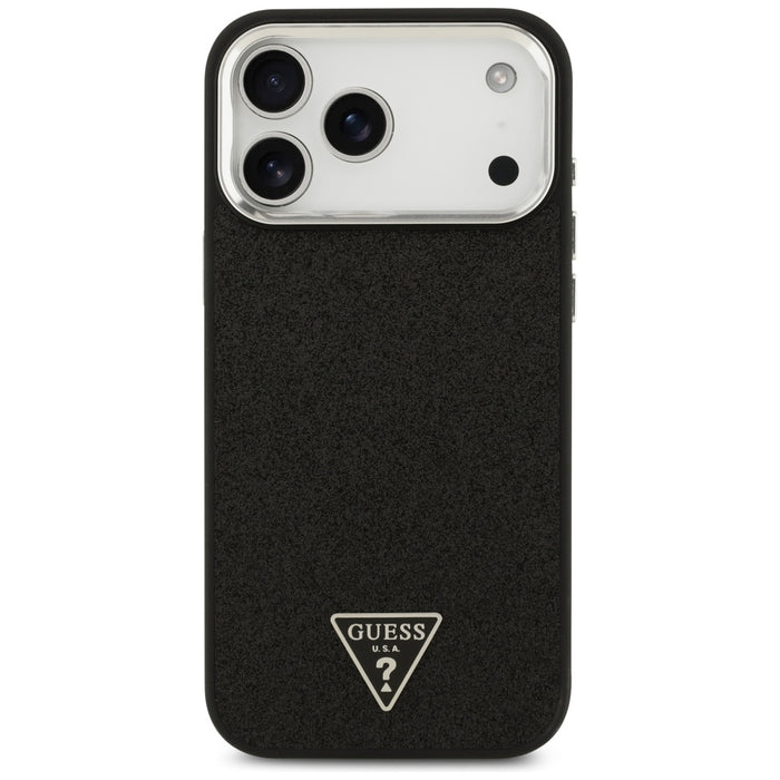 Guess Glitter Triangle Logo MagSafe Case за iPhone 17 Pro Max - черен