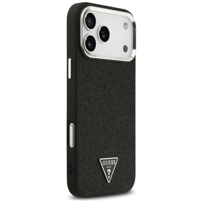 Guess Glitter Triangle Logo MagSafe Case за iPhone 17 Pro Max - черен