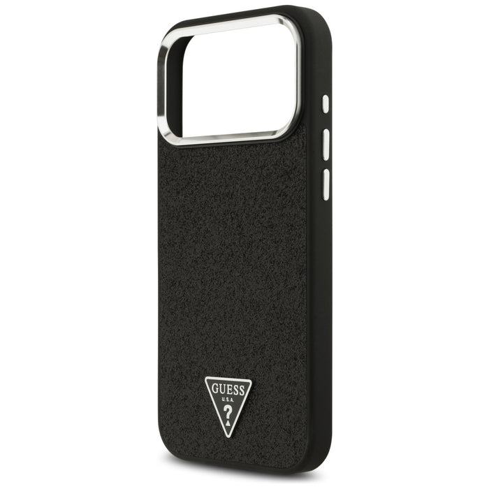 Guess Glitter Triangle Logo MagSafe Case за iPhone 17 Pro Max - черен