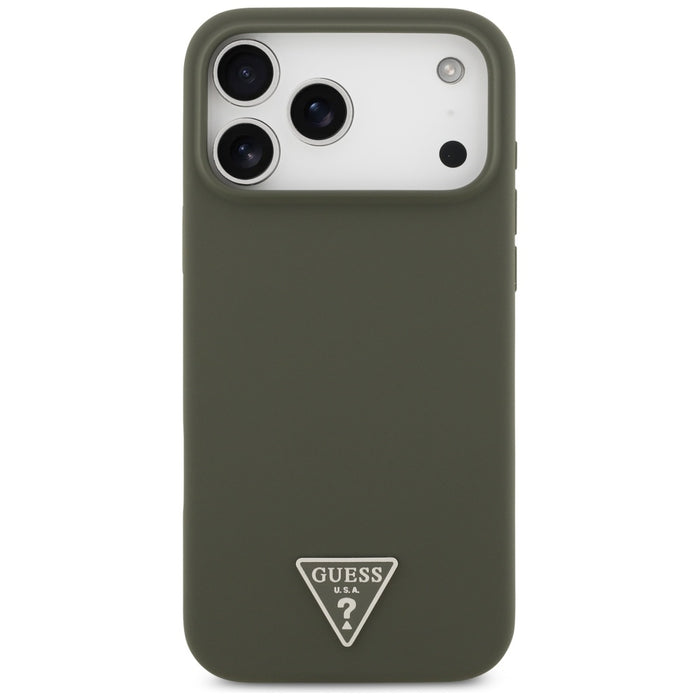 НЕАКТИВЕН - Силиконов калъф Guess MagSafe с триъгълно лого за iPhone 17 Pro Max - зелен