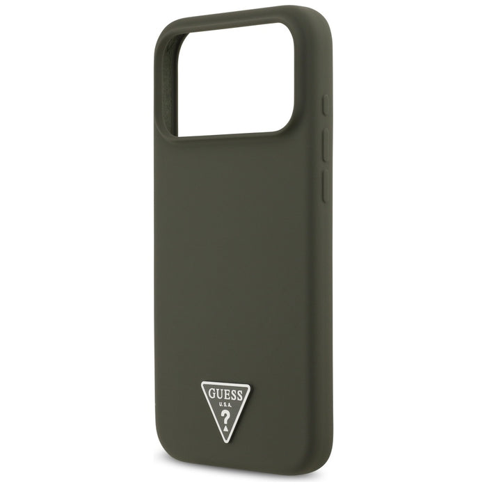 НЕАКТИВЕН - Силиконов калъф Guess MagSafe с триъгълно лого за iPhone 17 Pro Max - зелен