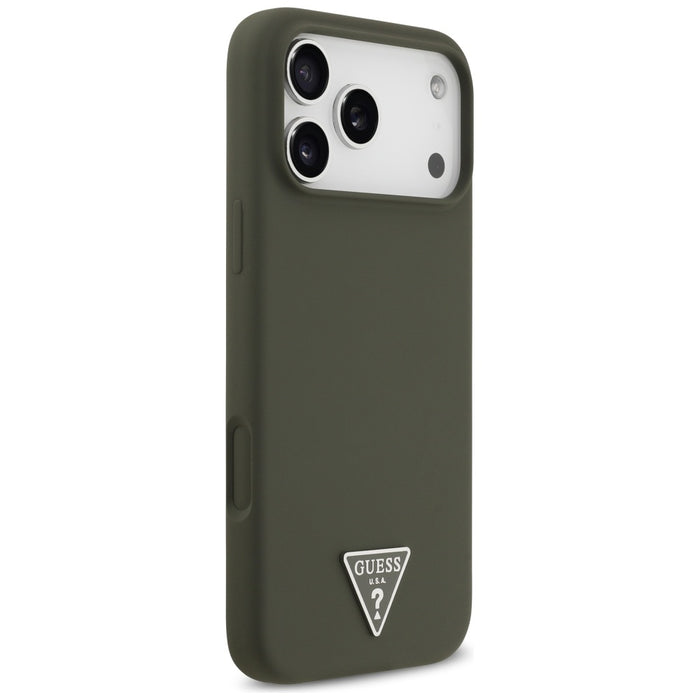 НЕАКТИВЕН - Силиконов калъф Guess MagSafe с триъгълно лого за iPhone 17 Pro Max - зелен