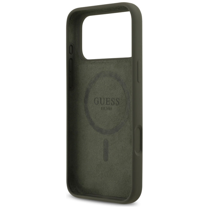 НЕАКТИВЕН - Силиконов калъф Guess MagSafe с триъгълно лого за iPhone 17 Pro Max - зелен