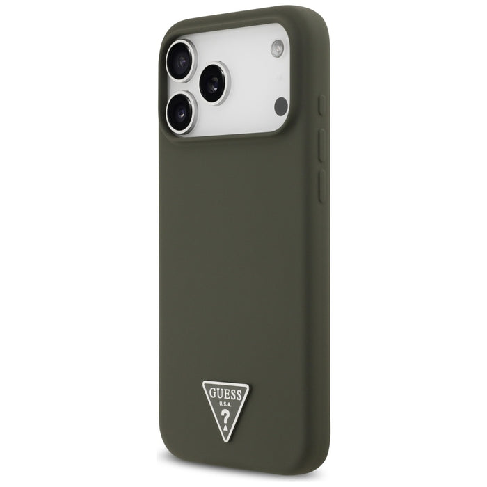 НЕАКТИВЕН - Силиконов калъф Guess MagSafe с триъгълно лого за iPhone 17 Pro Max - зелен