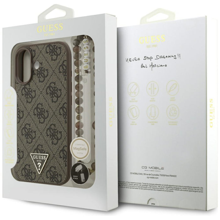 Калъф Guess 4G Strap Triangle Logo MagSafe за iPhone 17 - кафяв