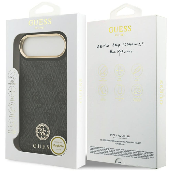 Калъф Guess 4G Strass Logo MagSafe за iPhone Air - черен