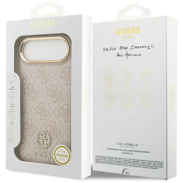Калъф Guess 4G Strass Logo MagSafe за iPhone Air - розов