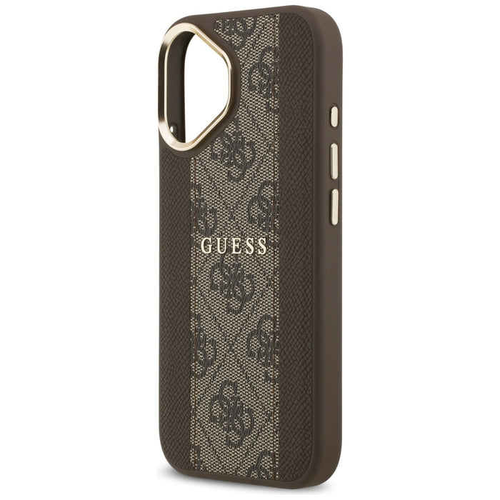 Калъф Guess 4G Stripe MagSafe за iPhone 17 - кафяв