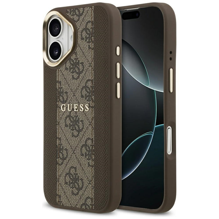 Калъф Guess 4G Stripe MagSafe за iPhone 17 - кафяв