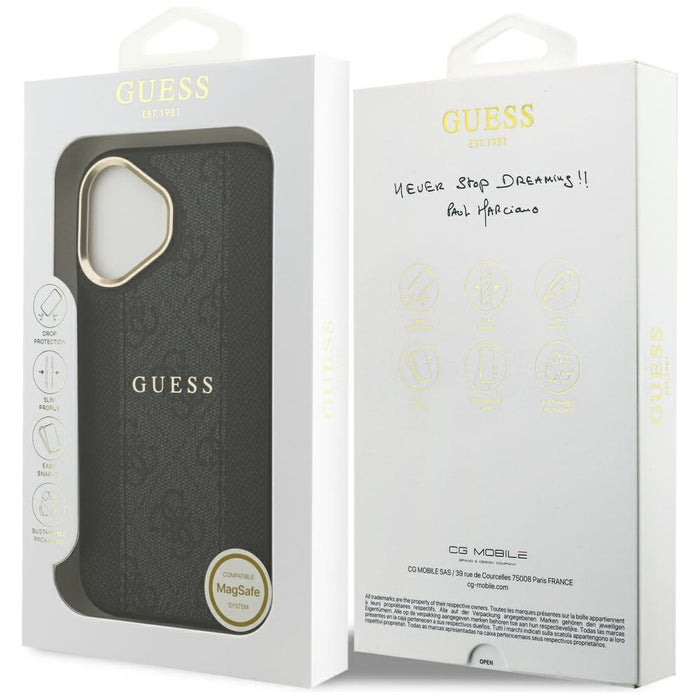 Калъф Guess 4G Stripe MagSafe за iPhone 17 - черен