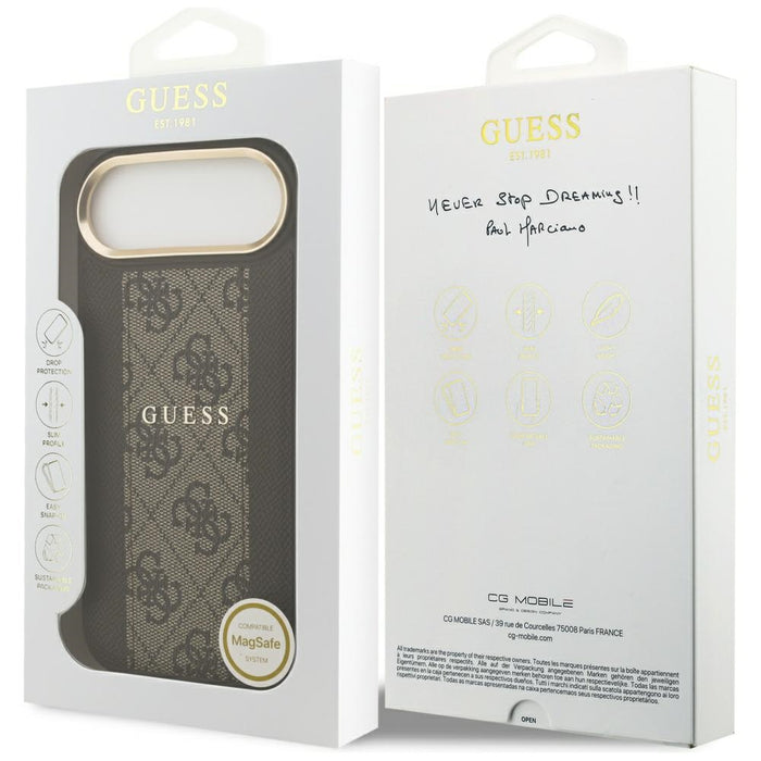 Калъф Guess 4G Stripe MagSafe за iPhone Air - кафяв