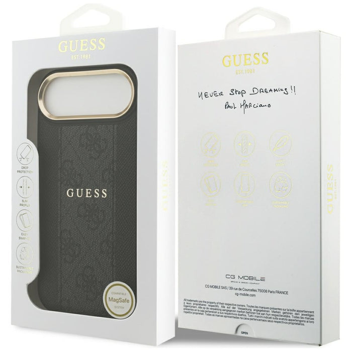 Калъф Guess 4G Stripe MagSafe за iPhone Air - черен