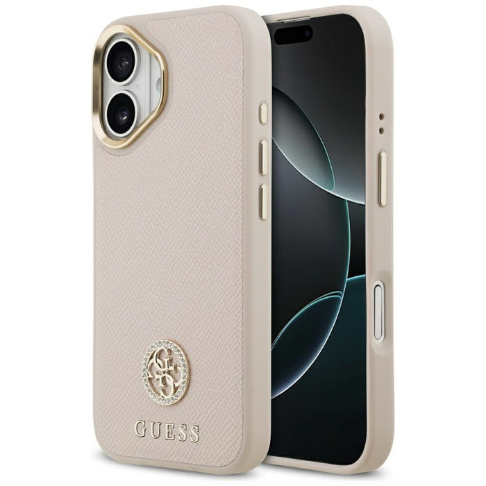 Калъф Guess Grained Strass Logo MagSafe за iPhone 17 - розов