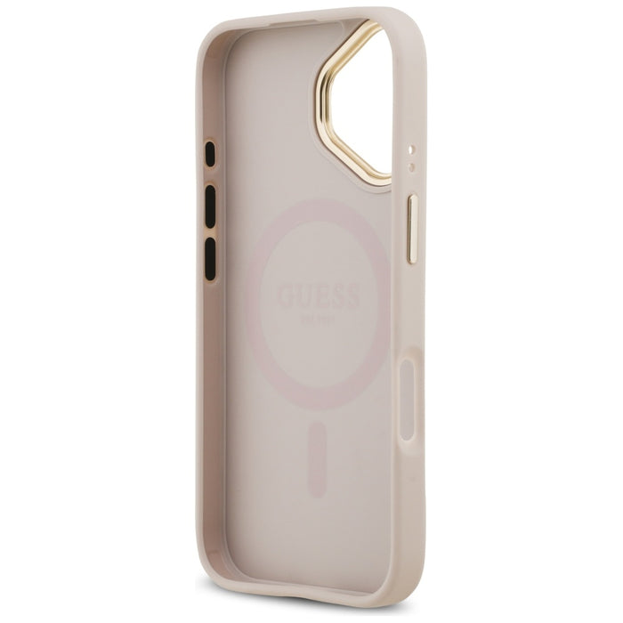 Калъф Guess Grained Strass Logo MagSafe за iPhone 17 - розов