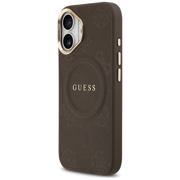 Калъф Guess Peony Hot Stamp MagSafe за iPhone 17 - кафяв