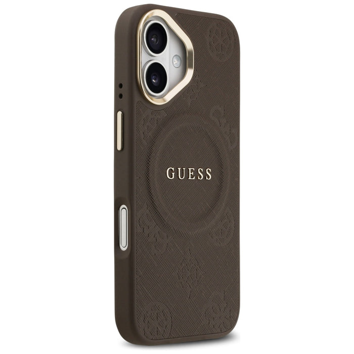 Калъф Guess Peony Hot Stamp MagSafe за iPhone 17 - кафяв